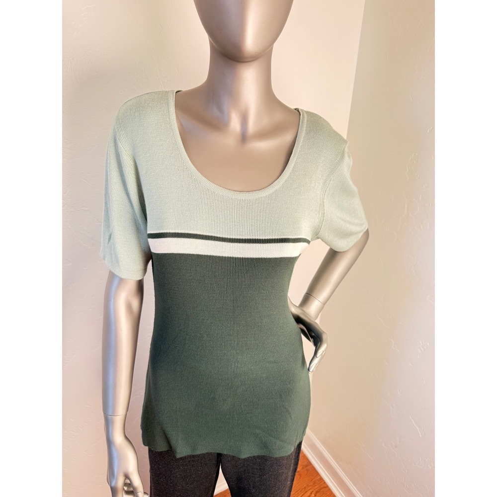 Coordinate Collection by Steilmann Women's Green Striped Knit Top‎ Size 36